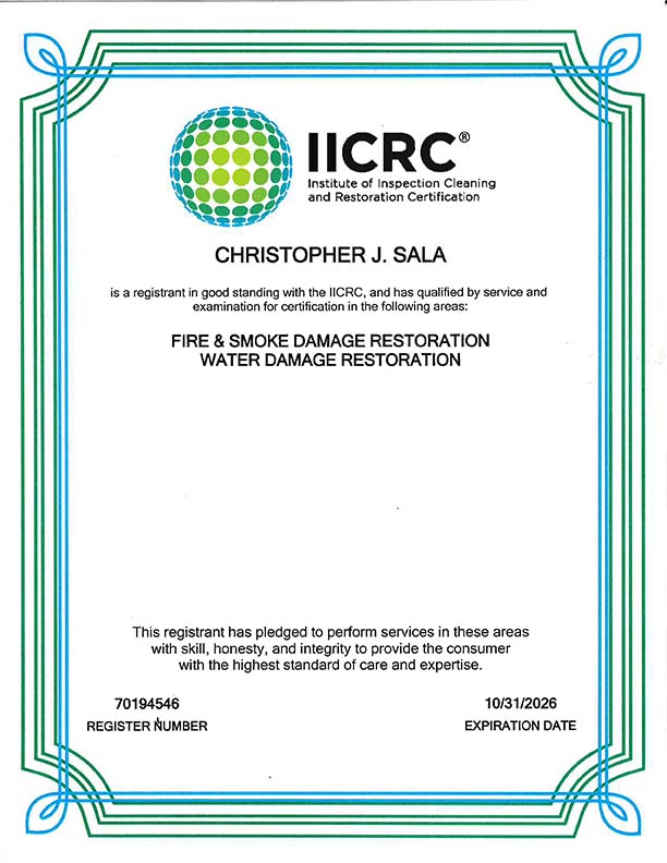 Chris Sala IICRC License